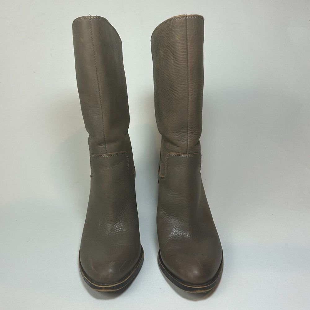 Lucky Brand Embrleigh Taupe Leather Mid Shaft Boots Booties Size 7.5 - Picture 9 of 13